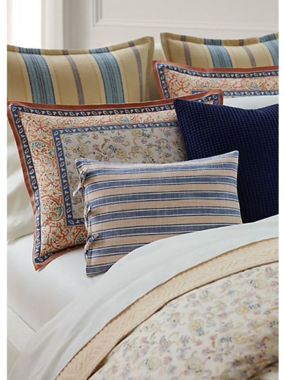 NWT Lauren Ralph Lauren Brooks Cream Multi Size Euro Sham 26"x26" (2QTY)